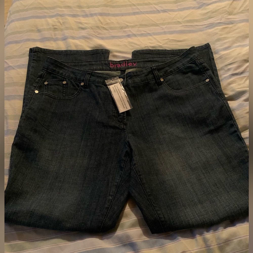 Bradley by Bradley Bayou Blue Denim Wash Jeans with Rhinestones Details.